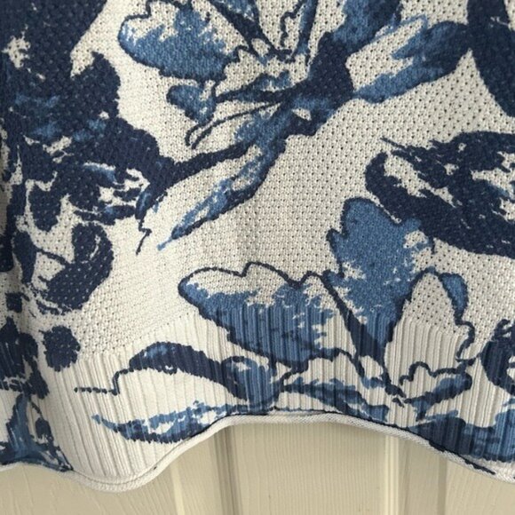 Soft Surroundings Blue & White Breathable Knit Floral Sweater - Picture 8 of 16